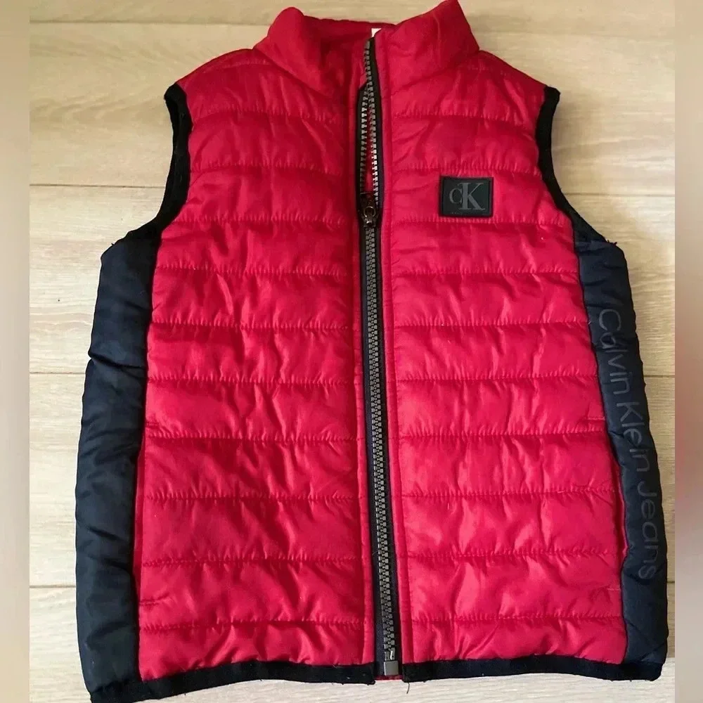 Calvin Klein Jeans Baby Boy Girl toddler Puffer Vest 24m warm winter red/black
